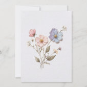 Moderne geperste pastel Wildflowers Blauwe bruilof Kaart (Achterkant)