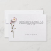 Moderne geperste pastel Wildflowers bruiloft Bedankkaart (Achterkant)