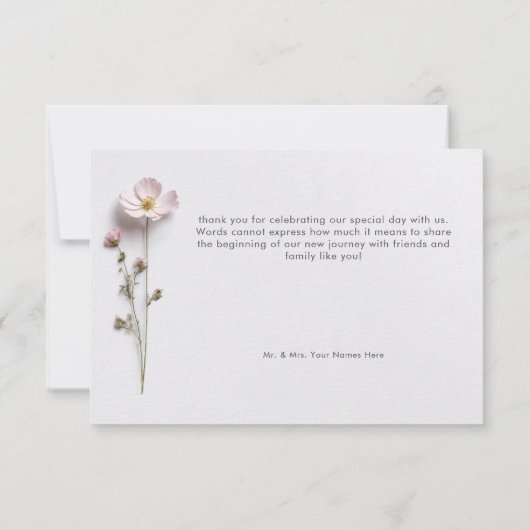 Moderne geperste pastel Wildflowers bruiloft Bedankkaart