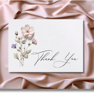 Moderne geperste pastel Wildflowers bruiloft Bedankkaart