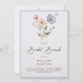 Moderne geperste wilde bloemen blauwe bruids brunc kaart (Voorkant)
