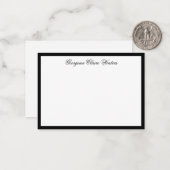 Moderne geraffineerde elegante zwarte-scriptkallig notitiekaartje (Voorkant / Achterkant in situ)