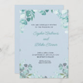 Moderne, geraffineerde Greenery met een blauwe bru Kaart (Voorkant / Achterkant)