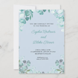 Moderne, geraffineerde Greenery met een blauwe bru Kaart