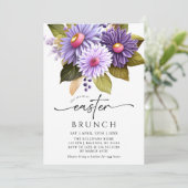 Moderne Gerbera Lila bloemige paasbrunch Kaart (Staand voorkant)