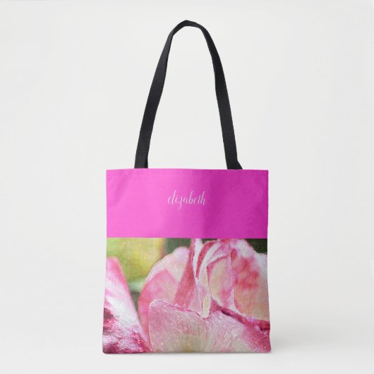 Moderne geroosde monogram tote bag (Voorkant)