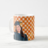 Moderne geruite aangepaste portretfoto afstudeerca koffiemok (Voorkant links)