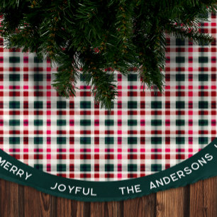 Moderne geruite kerst   Happy Merry Joyful Kerstboom Rok