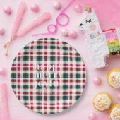 Moderne geruite kerst | Happy Merry Joyful Papieren Bordje (Feest)