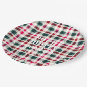 Moderne geruite kerst | Happy Merry Joyful Papieren Bordje (Gekanteld)