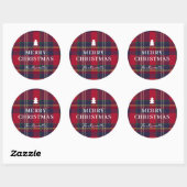 Moderne geruite kerstboom  ronde sticker (Vel)