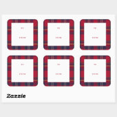 Moderne geruite kerstcadeaubijlage vierkante sticker (Vel)