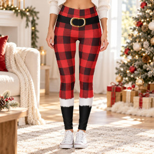 Moderne geruite kerstman kostuum leuke grappige ke leggings
