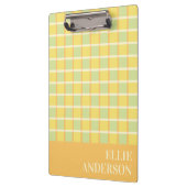 Moderne Geruite Pastel Groen Geel Oranje Naam Klembord (Links)