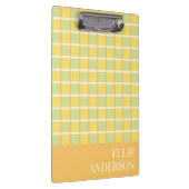 Moderne Geruite Pastel Groen Geel Oranje Naam Klembord (Rechts)