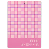 Moderne Geruite Pastel Roze Paarse Naam Klembord (Achterkant)