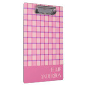 Moderne Geruite Pastel Roze Paarse Naam Klembord (Rechts)