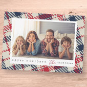 Moderne geruite patroon kerst aangepaste gezinsfot feestdagenkaart