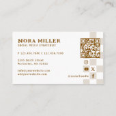 Moderne Geruite Patroon Retro Invloed QR-code Visitekaartje (Achterkant)