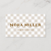 Moderne Geruite Patroon Retro Invloed QR-code Visitekaartje (Voorkant)