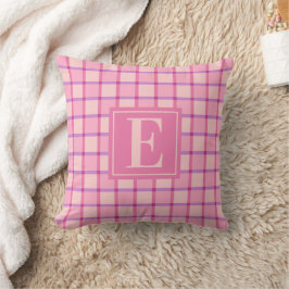 Moderne geruite roze paarse monogram kussen