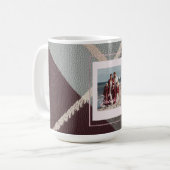Moderne geruite rustieke foto Kerst koffiemok (Voorkant links)