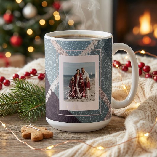 Moderne geruite rustieke foto Kerst koffiemok