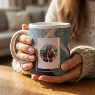 Moderne geruite rustieke foto Kerst speciale mok