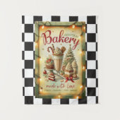 Moderne geruite rustieke kerstbakkerij wandkleed (Voorkant)