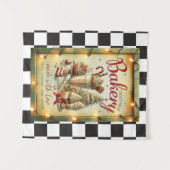 Moderne geruite rustieke kerstbakkerij wandkleed (Voorkant (horizontaal))