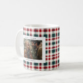 Moderne geruite rustieke Monogram Foto Kerstmis Koffiemok (Voorkant links)