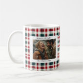 Moderne geruite rustieke Monogram Foto Kerstmis Koffiemok (Links)