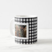 Moderne geruite rustieke Monogram Foto Kerstmis Koffiemok (Voorkant links)