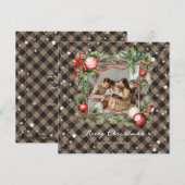 Moderne geruite sterrenfoto Merry Christmas Kaart (Voorkant / Achterkant)