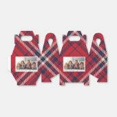 Moderne geruite vrolijke kerst aangepaste familie bedankdoosjes (Uitgevouwen)