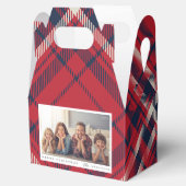 Moderne geruite vrolijke kerst aangepaste familie bedankdoosjes (Geopend)