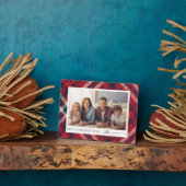 Moderne geruite vrolijke kerst aangepaste familie  fotoplaat (Zijkant)