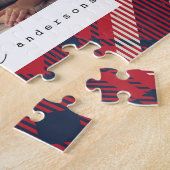 Moderne geruite vrolijke kerst aangepaste familie legpuzzel (Zijkant)