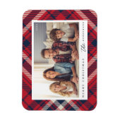 Moderne geruite vrolijke kerst aangepaste familie  magneet (Verticaal)