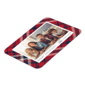 Moderne geruite vrolijke kerst aangepaste familie  magneet (Linkerzijde)