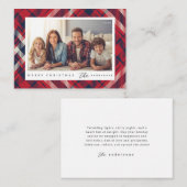 Moderne geruite vrolijke kerst aangepaste familie notitiekaartje (Voorkant / Achterkant)