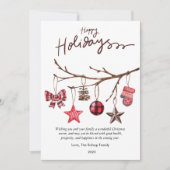 Moderne geruite winter robuuste dennenboom plat on feestdagenkaart (Voorkant)