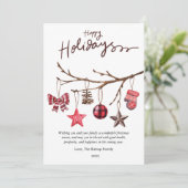 Moderne geruite winter robuuste dennenboom plat on feestdagenkaart (Staand voorkant)