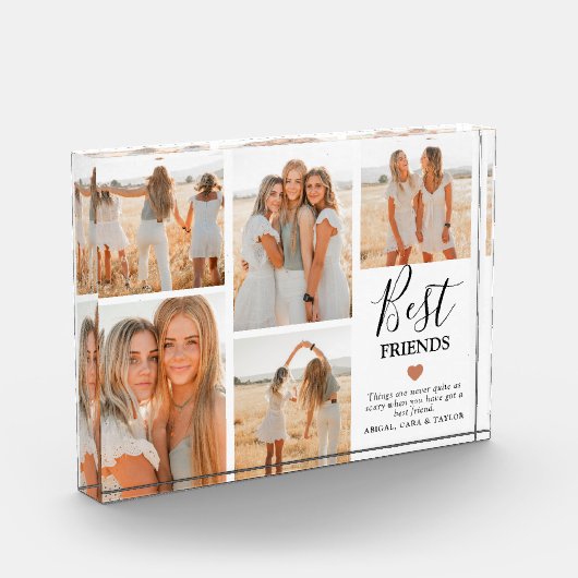 Moderne geschenkdoos met raster voor beste vriende fotoblokken (Links)