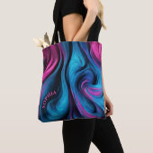 Moderne Geschenken Voor Haar-Blauw en Fuchsia- Tote Bag (Dichtbij)