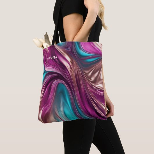 Moderne Geschenken Voor Haar- Magenta, Turquoise e Tote Bag (Dichtbij)