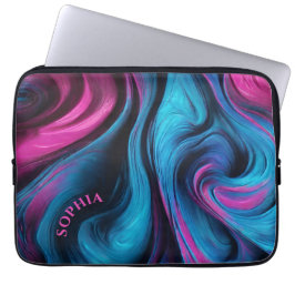 Moderne geschenken voor Her-Blue en Fuchsia- Laptop Sleeve