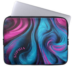 Moderne geschenken voor Her-Blue en Fuchsia- Laptop Sleeve