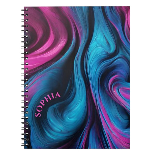 Moderne geschenken voor Her-Blue en Fuchsia Notitieboek (Voorkant)