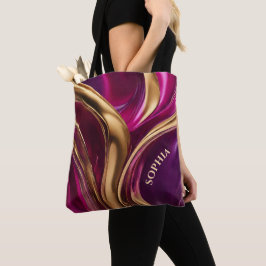 Moderne geschenken voor Her-Fuchsia Paarse en Gold Tote Bag